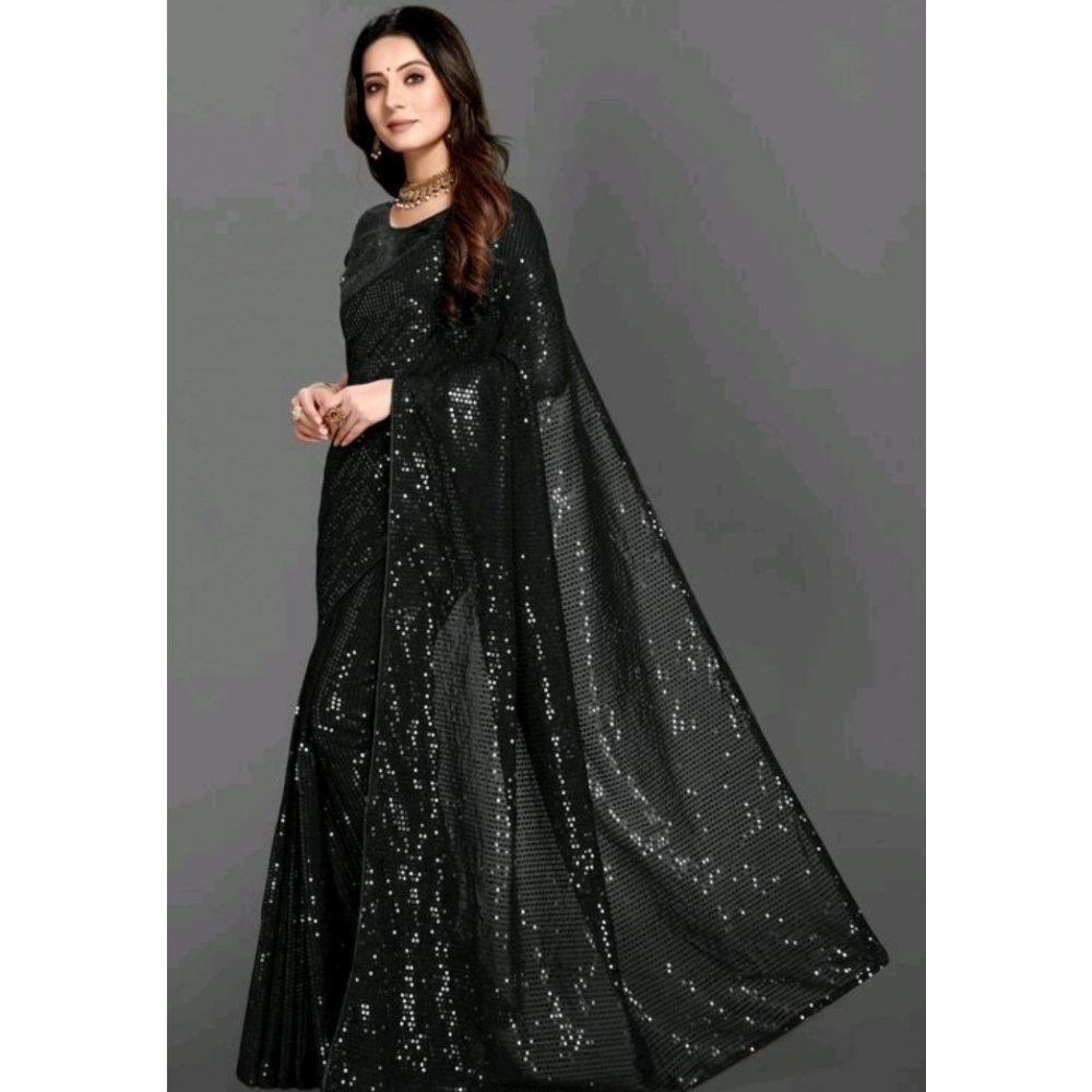 generic women's georgette embellished sequnece bollywood saree with unstitched blouse 5.5mtr (black) generic women's georgette embellished sequnece bollywood saree with unstitched blouse 5.5mtr (black)