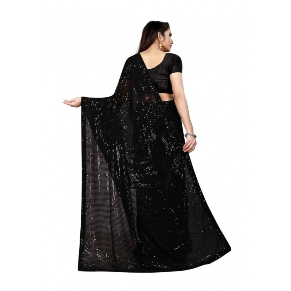 generic women's georgette embellished sequnece bollywood saree with unstitched blouse 5.5mtr (black) generic women's georgette embellished sequnece bollywood saree with unstitched blouse 5.5mtr (black)