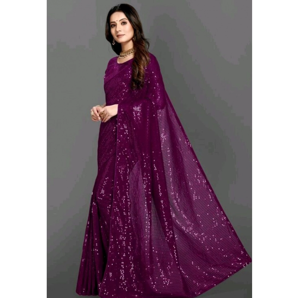 generic women's georgette embellished sequnece bollywood saree with unstitched blouse 5.5mtr (purple) generic women's georgette embellished sequnece bollywood saree with unstitched blouse 5.5mtr (purple)