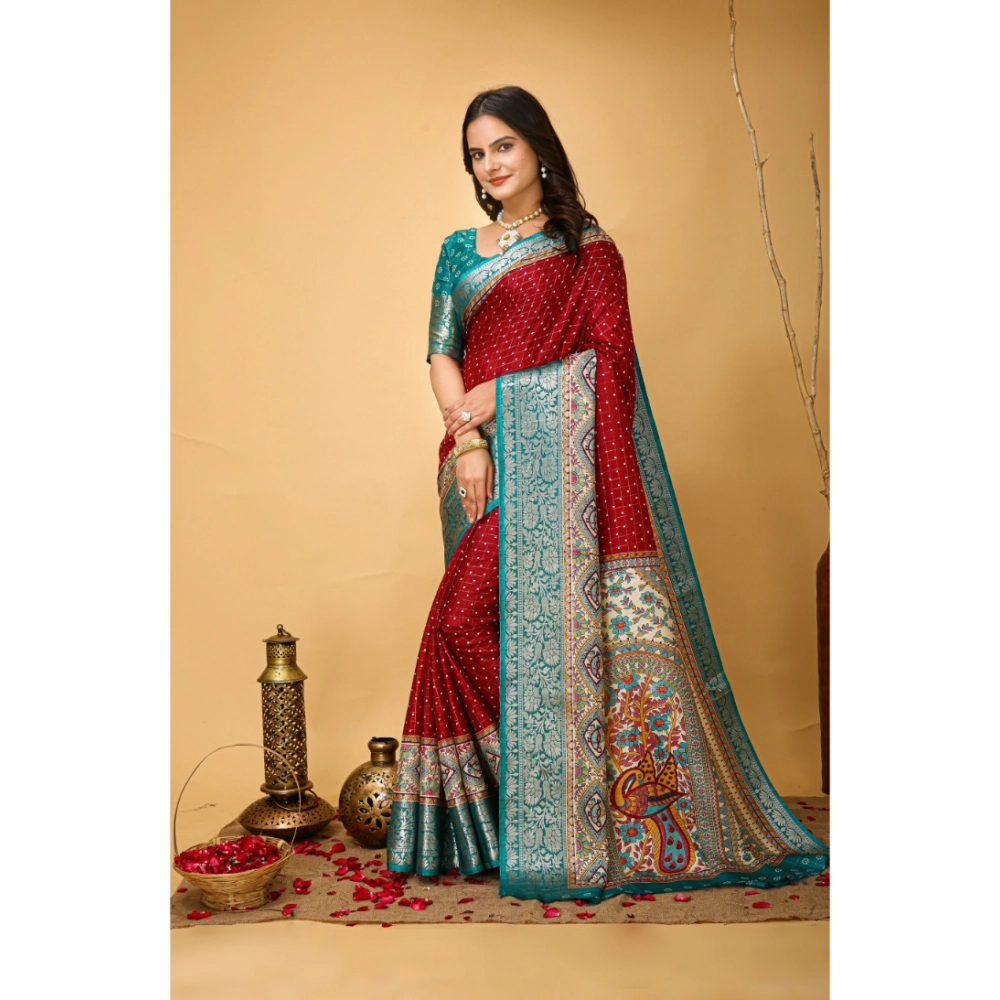 generic women's soft dola cotton kalamkari printed saree with unstitched blouse 5.5mtr (red) generic women's soft dola cotton kalamkari printed saree with unstitched blouse 5.5mtr (red)