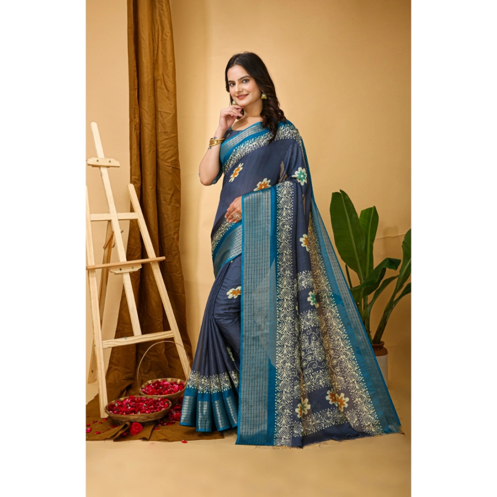 generic women's soft blooming marshmallow fabric kalamkari printed saree with unstitched blouse 5.5mtr (grey) generic women's soft blooming marshmallow fabric kalamkari printed saree with unstitched blouse 5.5mtr (grey)