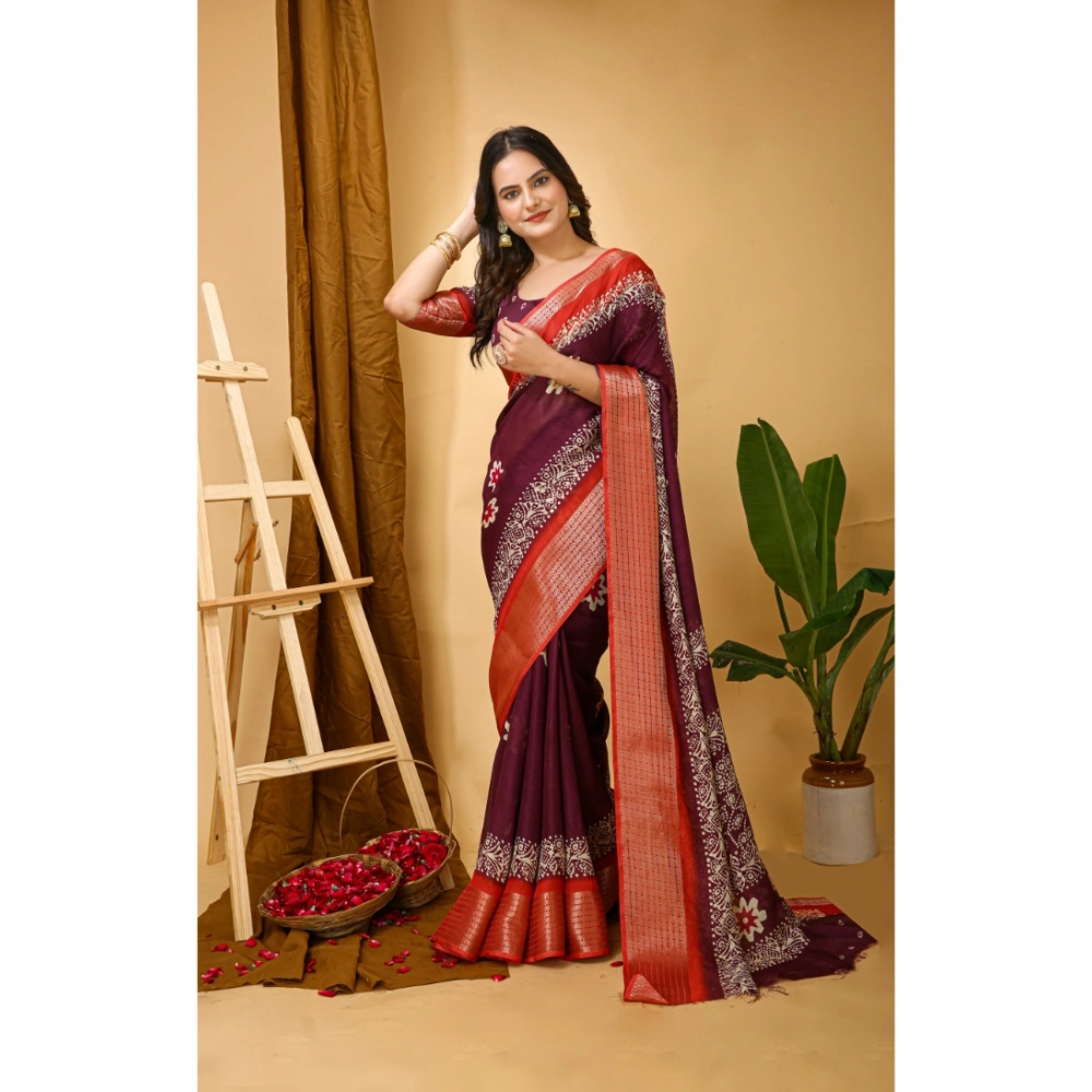 generic women's soft blooming marshmallow fabric kalamkari printed saree with unstitched blouse 5.5mtr (wine) generic women's soft blooming marshmallow fabric kalamkari printed saree with unstitched blouse 5.5mtr (wine)