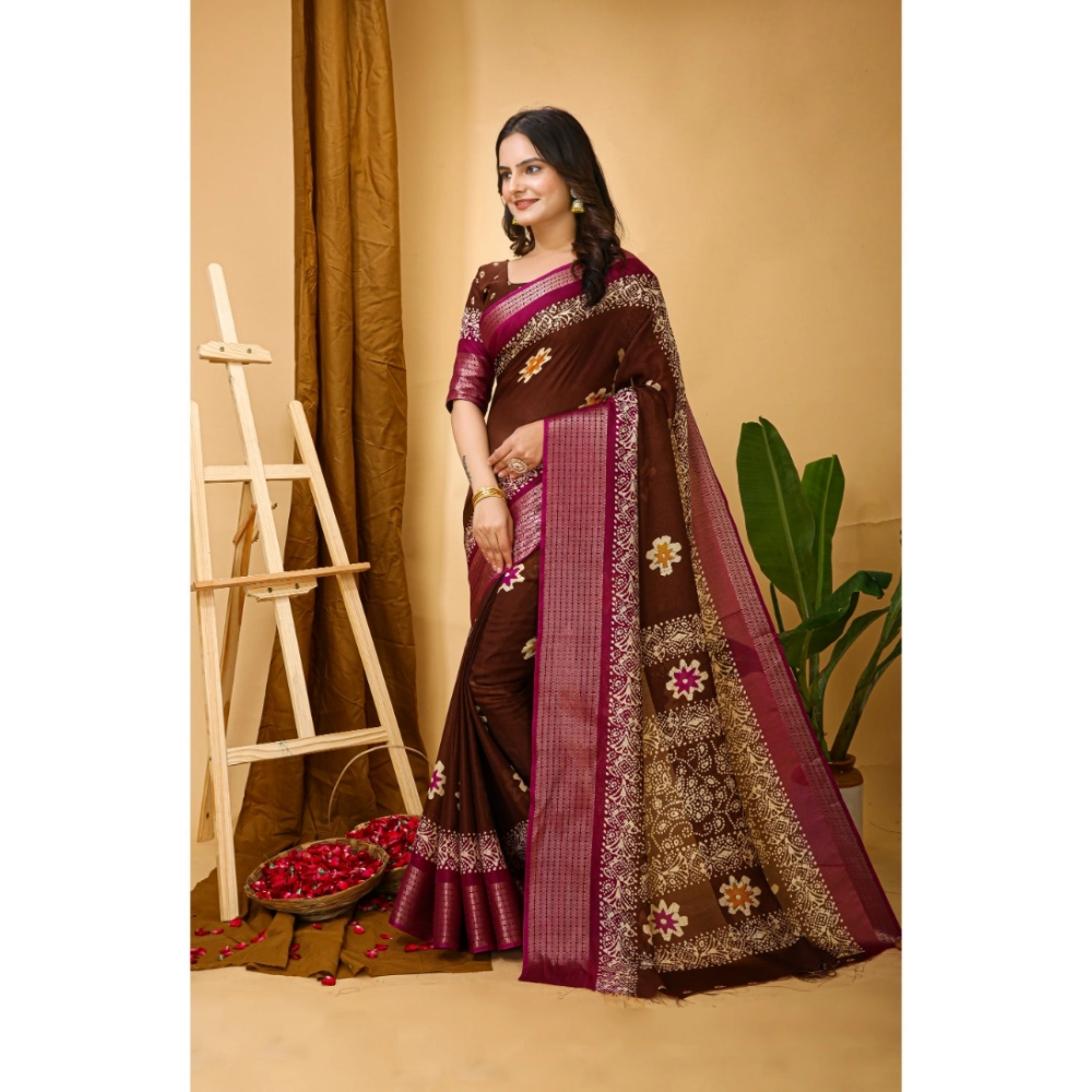 generic women's soft blooming marshmallow fabric kalamkari printed saree with unstitched blouse 5.5mtr (maroon) generic women's soft blooming marshmallow fabric kalamkari printed saree with unstitched blouse 5.5mtr (maroon)