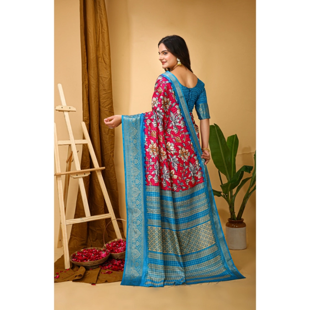 generic women's soft dola cotton kalamkari printed saree with unstitched blouse 5.5mtr (pink) generic women's soft dola cotton kalamkari printed saree with unstitched blouse 5.5mtr (pink)