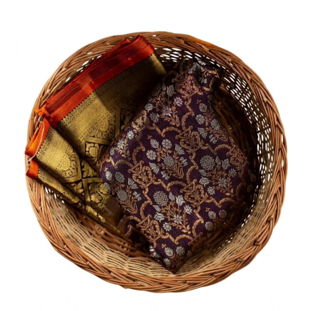 generic women's soft lichi silk printed saree with unstitched blouse 5.5mtr (purple) generic women's soft lichi silk printed saree with unstitched blouse 5.5mtr (purple)