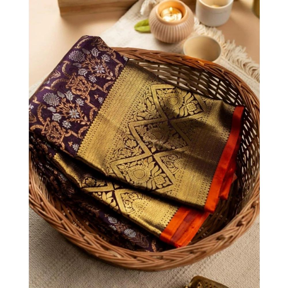 generic women's soft lichi silk printed saree with unstitched blouse 5.5mtr (purple) generic women's soft lichi silk printed saree with unstitched blouse 5.5mtr (purple)