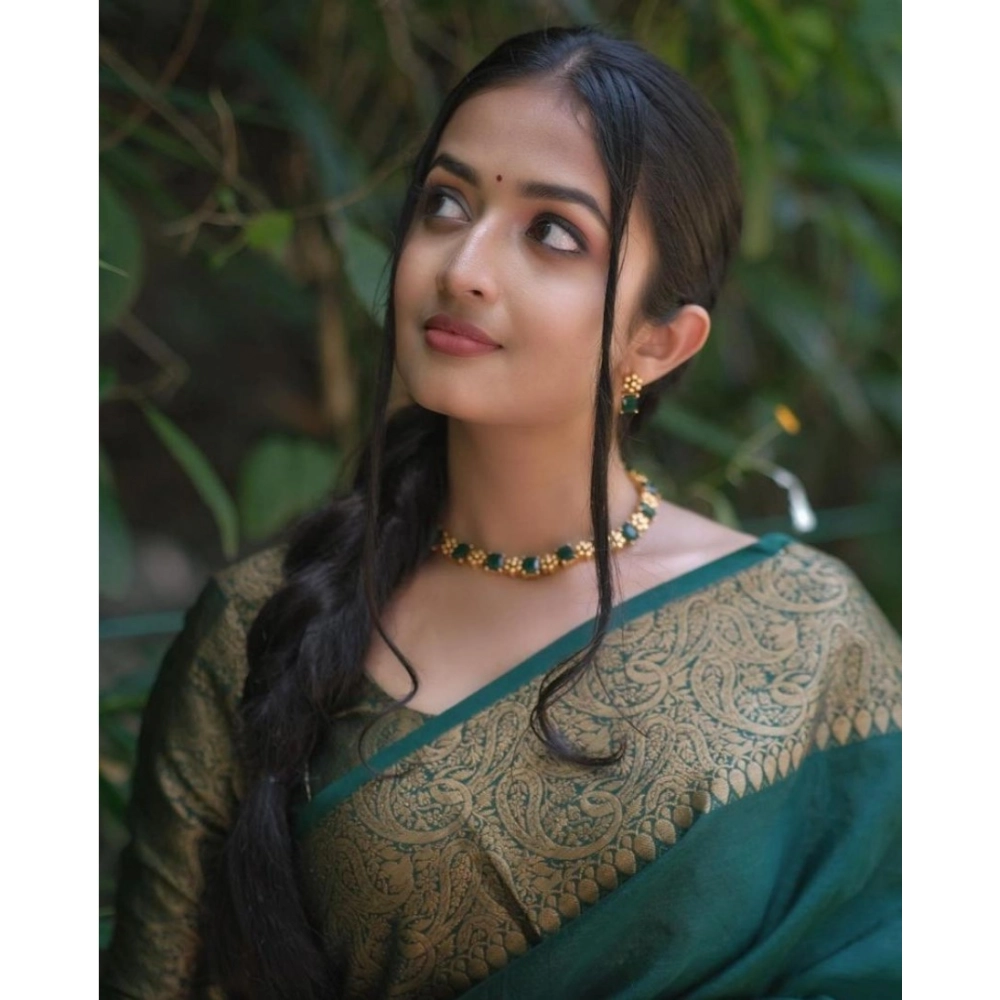 generic women's soft lichi silk solid saree with unstitched blouse 5.5mtr (green) generic women's soft lichi silk solid saree with unstitched blouse 5.5mtr (green)