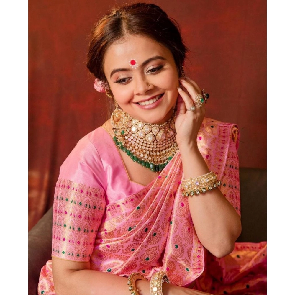 generic women's soft lichi silk printed saree with unstitched blouse 5.5mtr (pink) generic women's soft lichi silk printed saree with unstitched blouse 5.5mtr (pink)