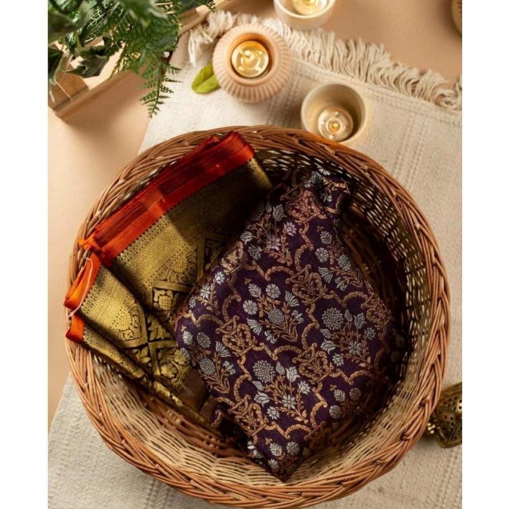 generic women's soft lichi silk printed saree with unstitched blouse 5.5mtr (purple) generic women's soft lichi silk printed saree with unstitched blouse 5.5mtr (purple)