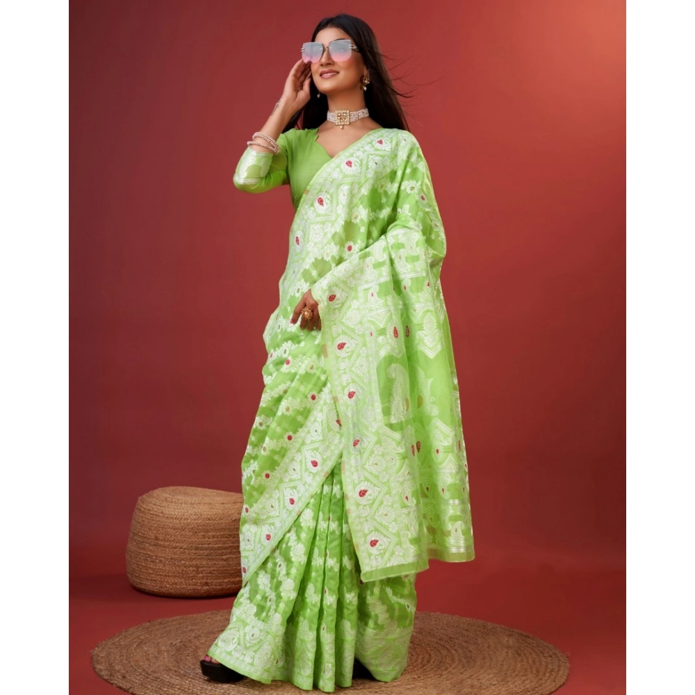 generic women's cotton silk printed saree with unstitched blouse 5.5mtr (light green) generic women's cotton silk printed saree with unstitched blouse 5.5mtr (light green)