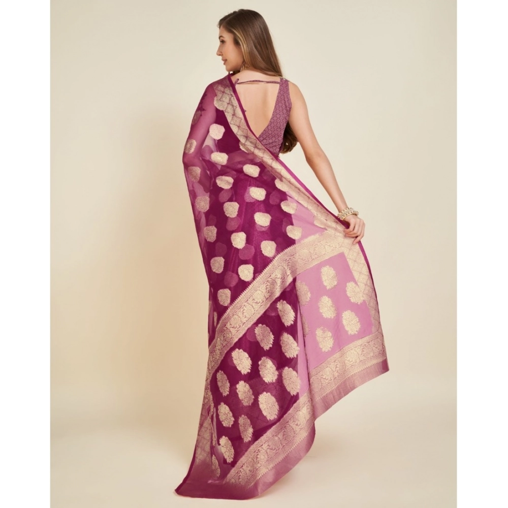 generic women's soft organza silk weaving design saree with unstitched blouse 5.5mtr (wine) generic women's soft organza silk weaving design saree with unstitched blouse 5.5mtr (wine)