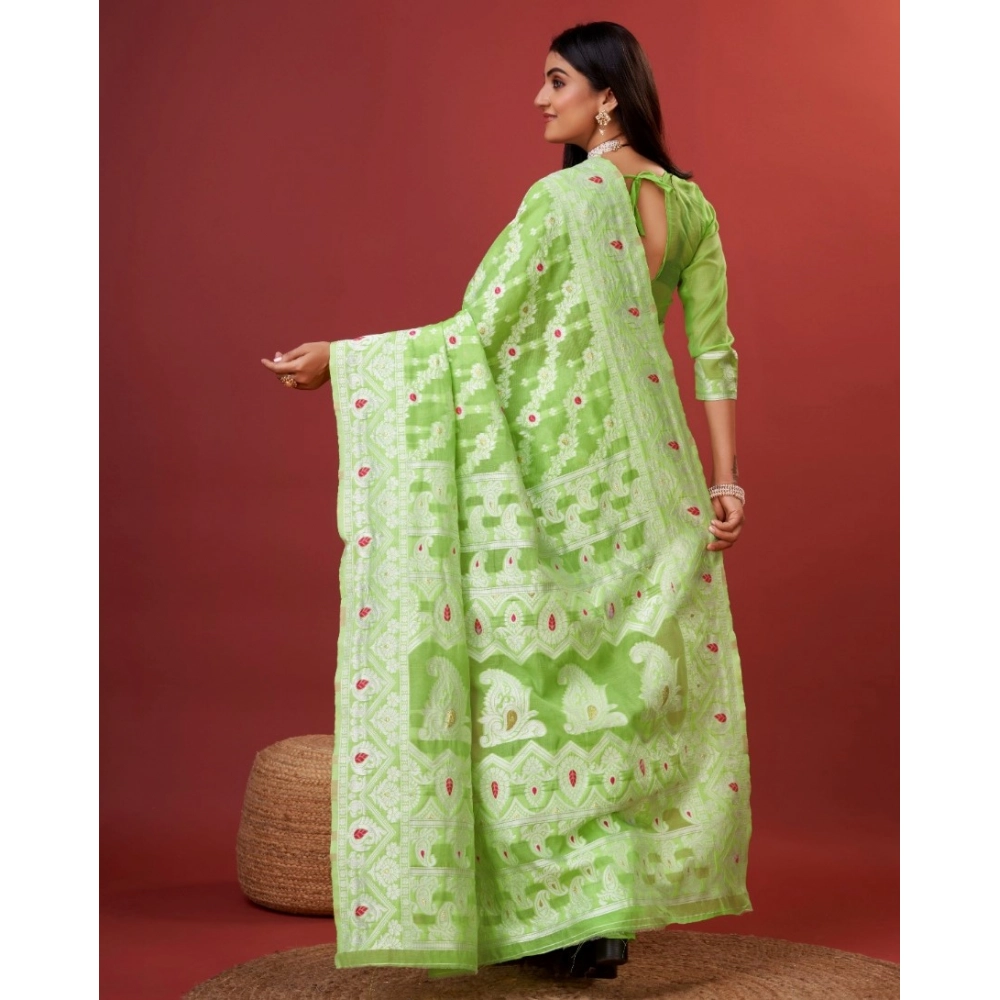 generic women's cotton silk printed saree with unstitched blouse 5.5mtr (light green) generic women's cotton silk printed saree with unstitched blouse 5.5mtr (light green)