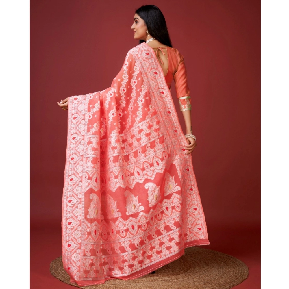 generic women's cotton silk printed saree with unstitched blouse 5.5mtr (peach) generic women's cotton silk printed saree with unstitched blouse 5.5mtr (peach)