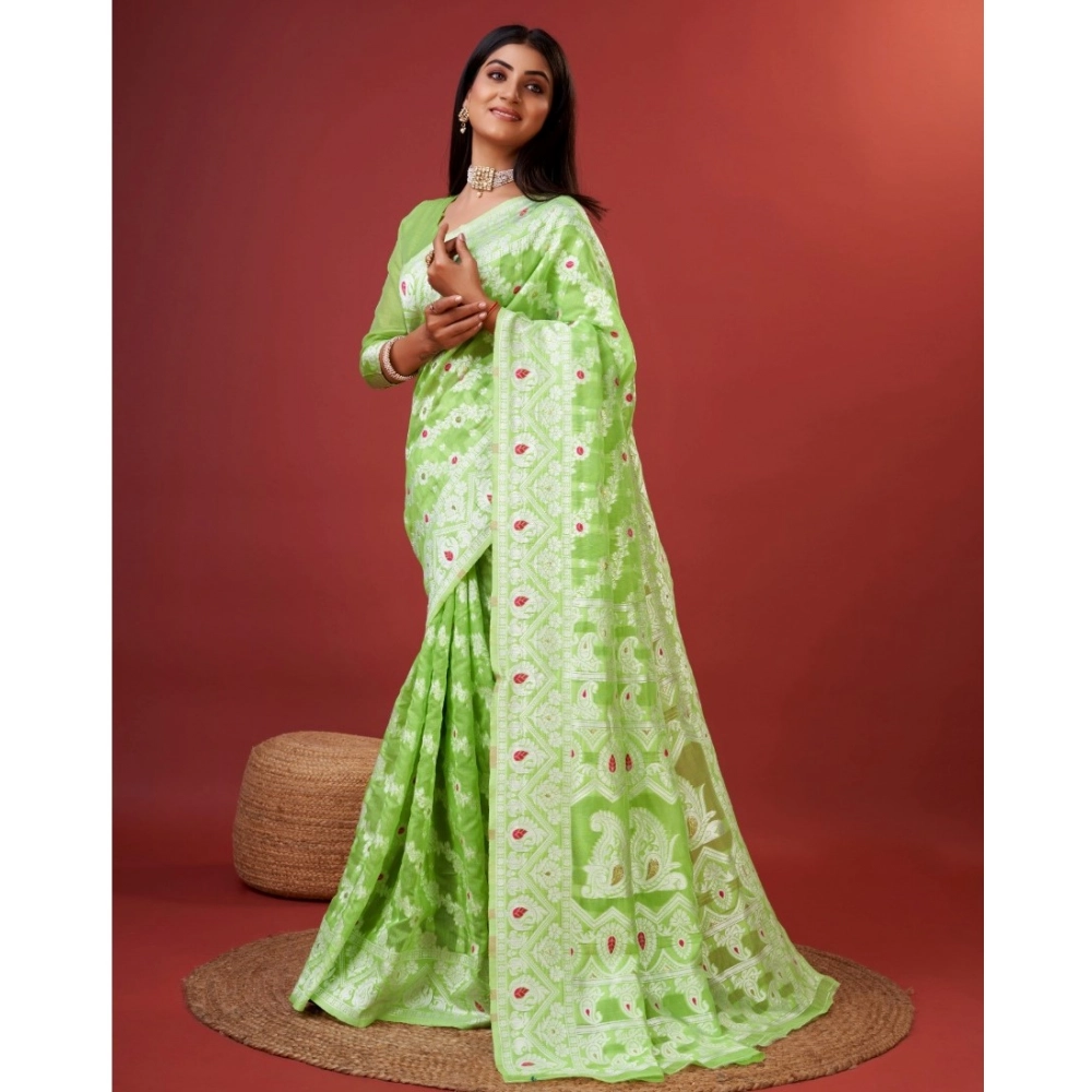 generic women's cotton silk printed saree with unstitched blouse 5.5mtr (light green) generic women's cotton silk printed saree with unstitched blouse 5.5mtr (light green)