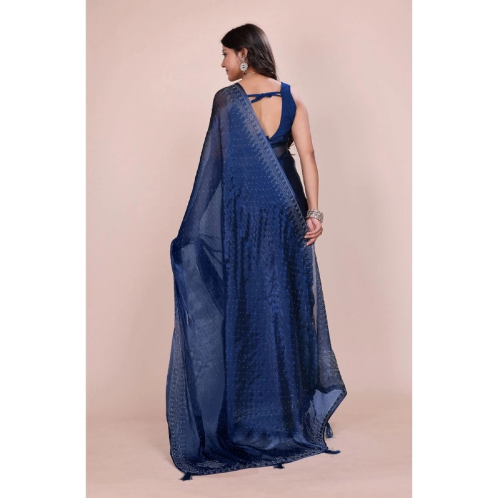 generic women's jimmy choo embellished bollywood saree with unstitched blouse 5.5mtr (blue) generic women's jimmy choo embellished bollywood saree with unstitched blouse 5.5mtr (blue)