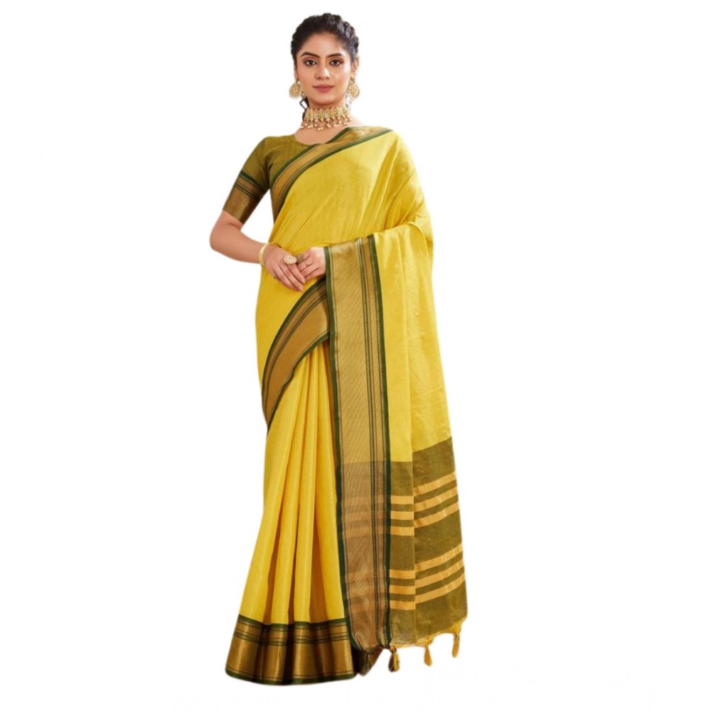 generic women's silk blended jaquard woven saree with unstitched blouse 5.5mtr (yellow) generic women's silk blended jaquard woven saree with unstitched blouse 5.5mtr (yellow)