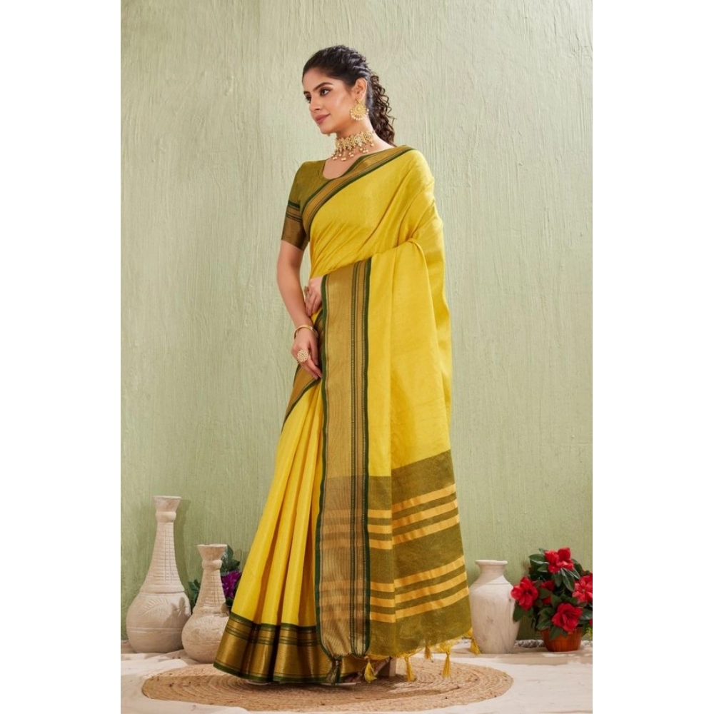generic women's silk blended jaquard woven saree with unstitched blouse 5.5mtr (yellow) generic women's silk blended jaquard woven saree with unstitched blouse 5.5mtr (yellow)