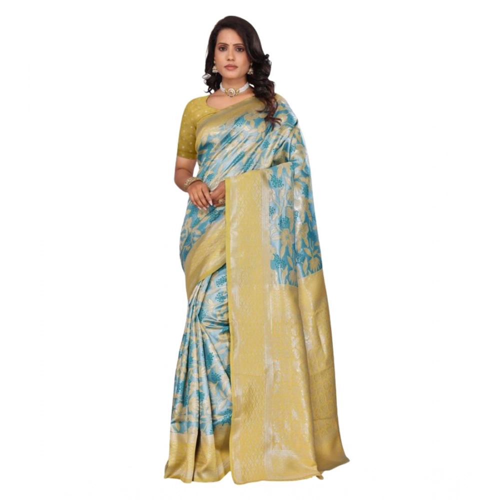 generic women's banarasi silk jaquard woven saree with unstitched blouse 5.5mtr (yellow) generic women's banarasi silk jaquard woven saree with unstitched blouse 5.5mtr (yellow)