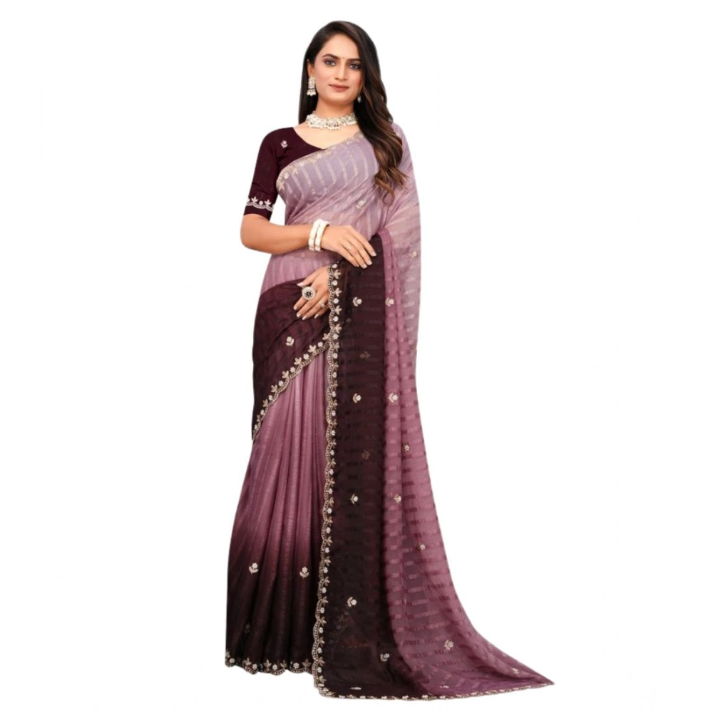 generic women's chiffon embroidred saree with unstitched blouse 5.5mtr (beige) generic women's chiffon embroidred saree with unstitched blouse 5.5mtr (beige)