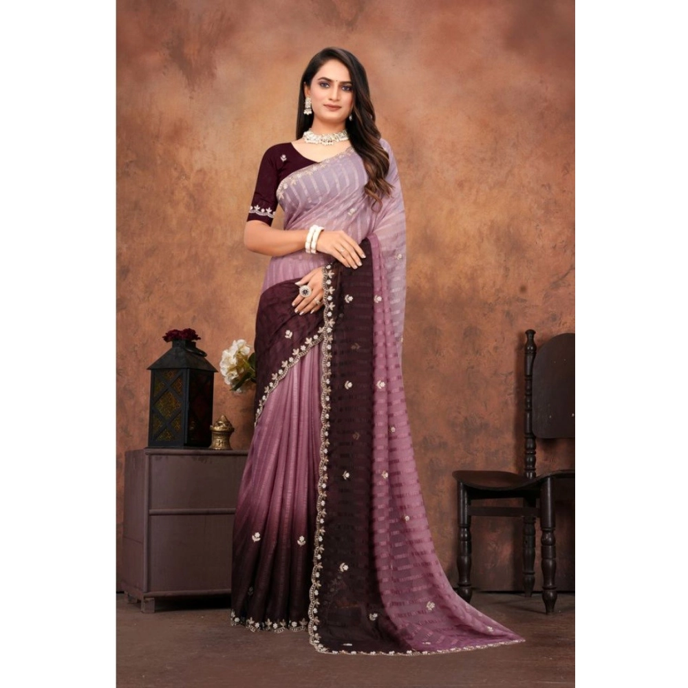 generic women's chiffon embroidred saree with unstitched blouse 5.5mtr (beige) generic women's chiffon embroidred saree with unstitched blouse 5.5mtr (beige)