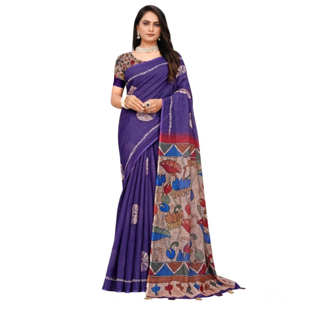 generic women's linen printed saree with unstitched blouse 5.5mtr (purple) generic women's linen printed saree with unstitched blouse 5.5mtr (purple)