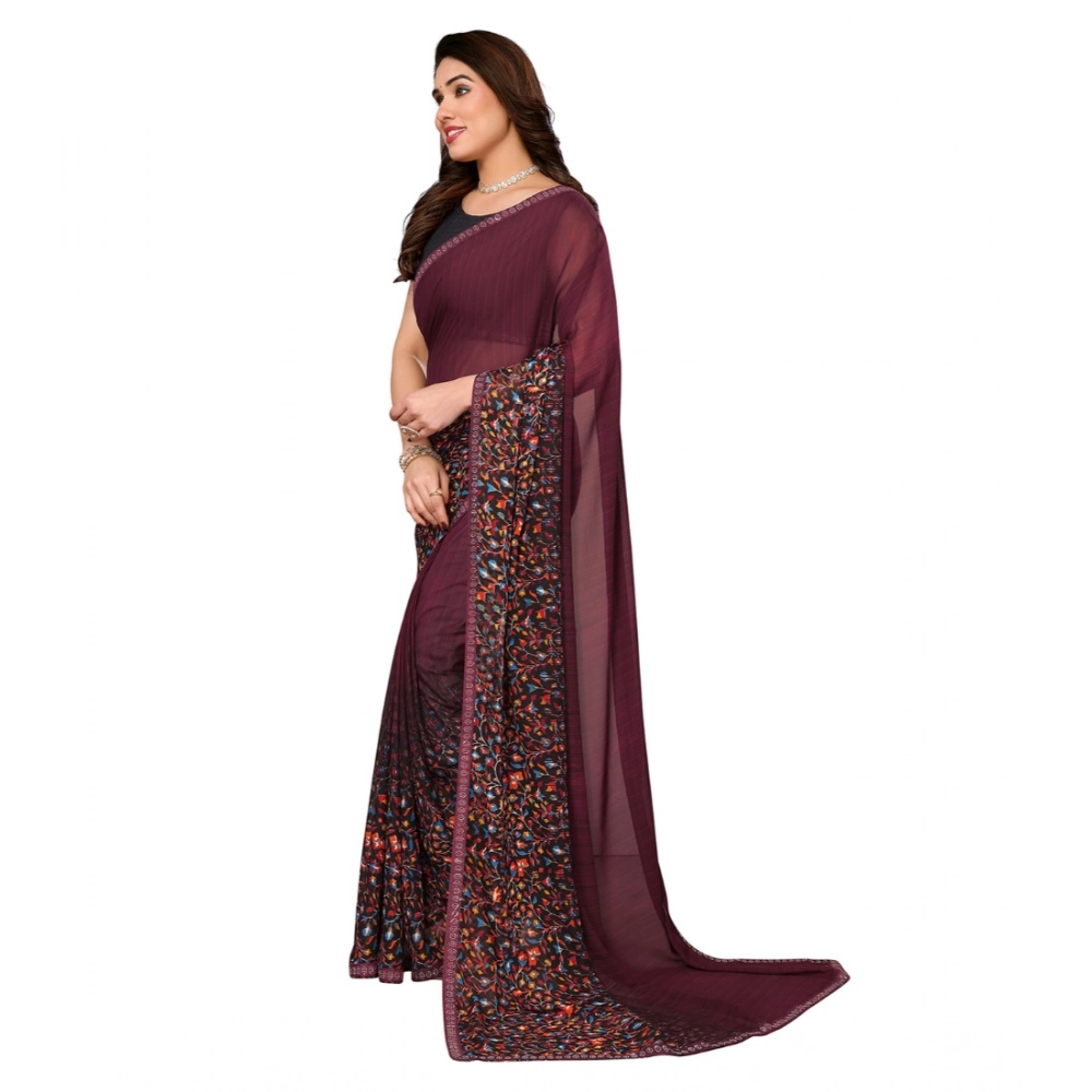 generic women's georgette printed saree with unstitched blouse 5.5mtr (maroon) generic women's georgette printed saree with unstitched blouse 5.5mtr (maroon)