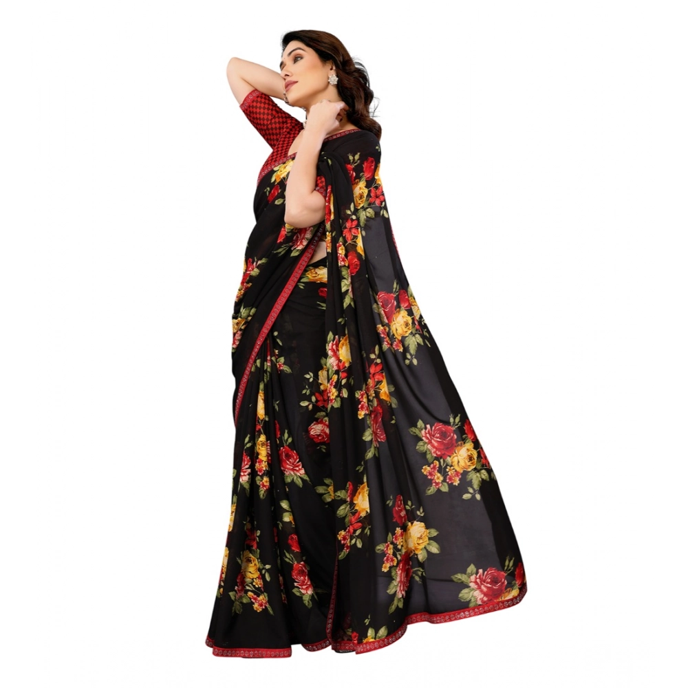 generic women's georgette printed saree with unstitched blouse 5.5mtr (black) generic women's georgette printed saree with unstitched blouse 5.5mtr (black)