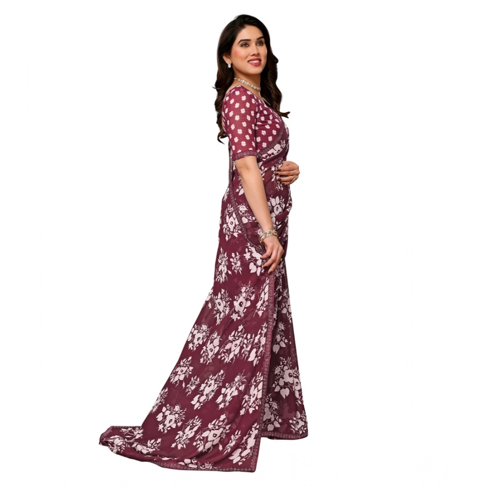 generic women's georgette printed saree with unstitched blouse 5.5mtr (brown) generic women's georgette printed saree with unstitched blouse 5.5mtr (brown)