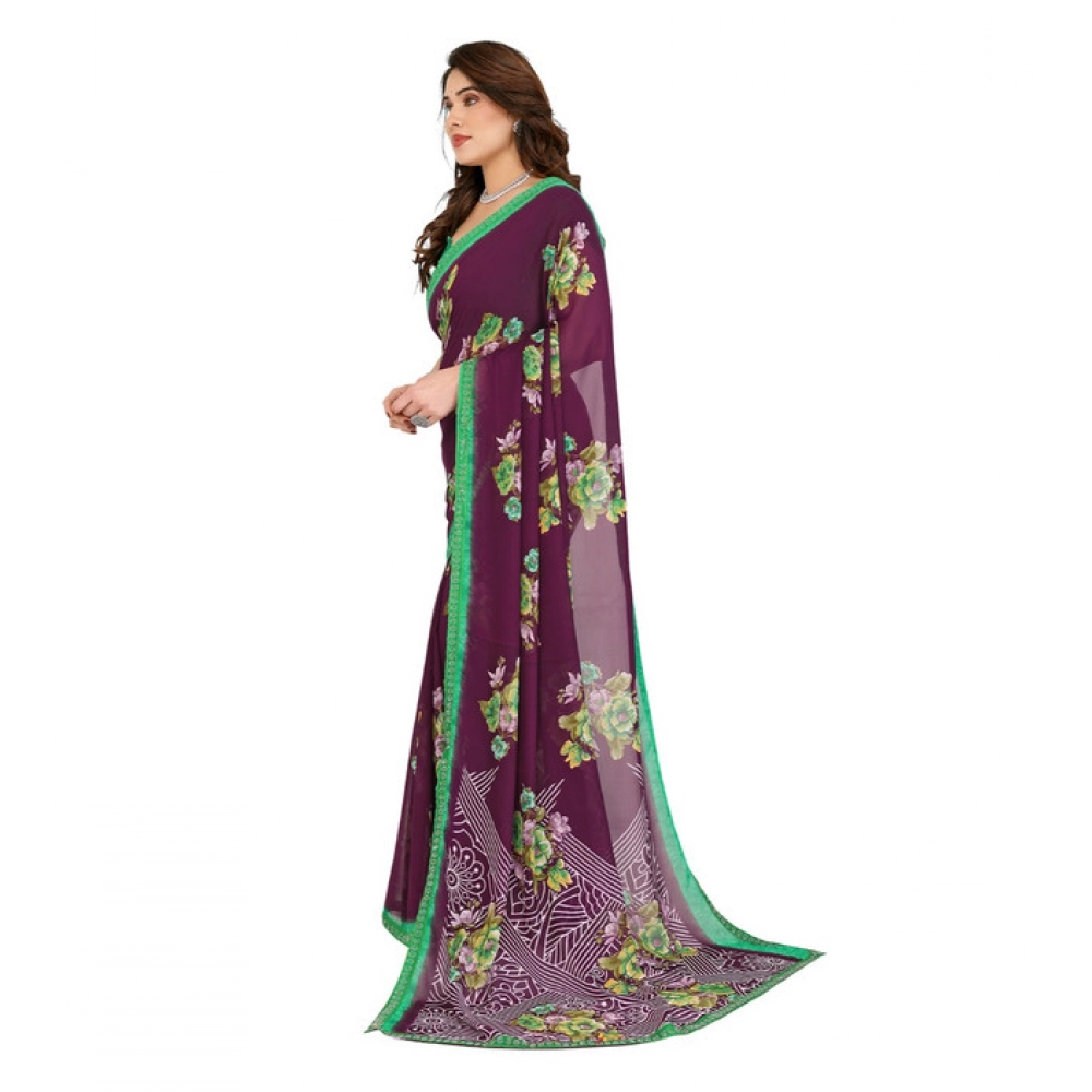 generic women's georgette printed saree with unstitched blouse 5.5mtr (maroon) generic women's georgette printed saree with unstitched blouse 5.5mtr (maroon)