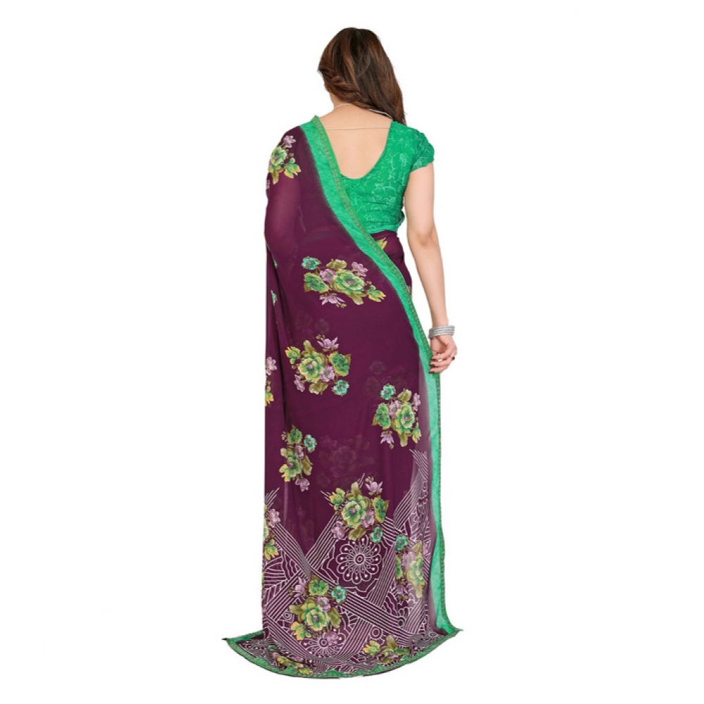 generic women's georgette printed saree with unstitched blouse 5.5mtr (maroon) generic women's georgette printed saree with unstitched blouse 5.5mtr (maroon)