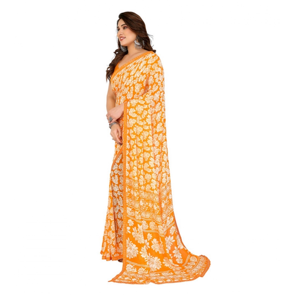 generic women's georgette printed saree with unstitched blouse 5.5mtr (yellow) generic women's georgette printed saree with unstitched blouse 5.5mtr (yellow)