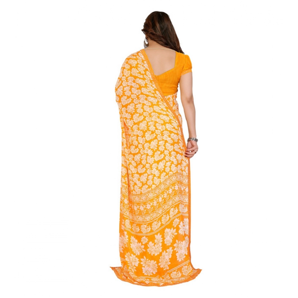 generic women's georgette printed saree with unstitched blouse 5.5mtr (yellow) generic women's georgette printed saree with unstitched blouse 5.5mtr (yellow)