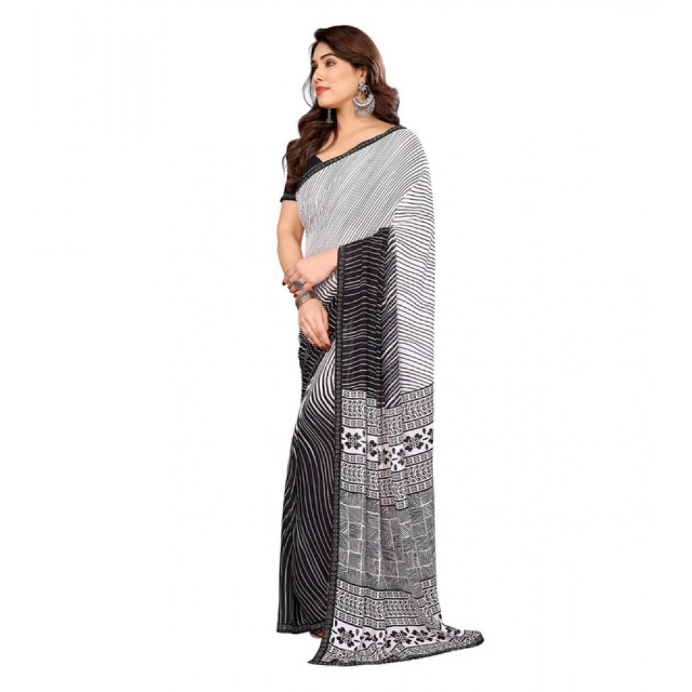 generic women's georgette printed saree with unstitched blouse 5.5mtr (black) generic women's georgette printed saree with unstitched blouse 5.5mtr (black)