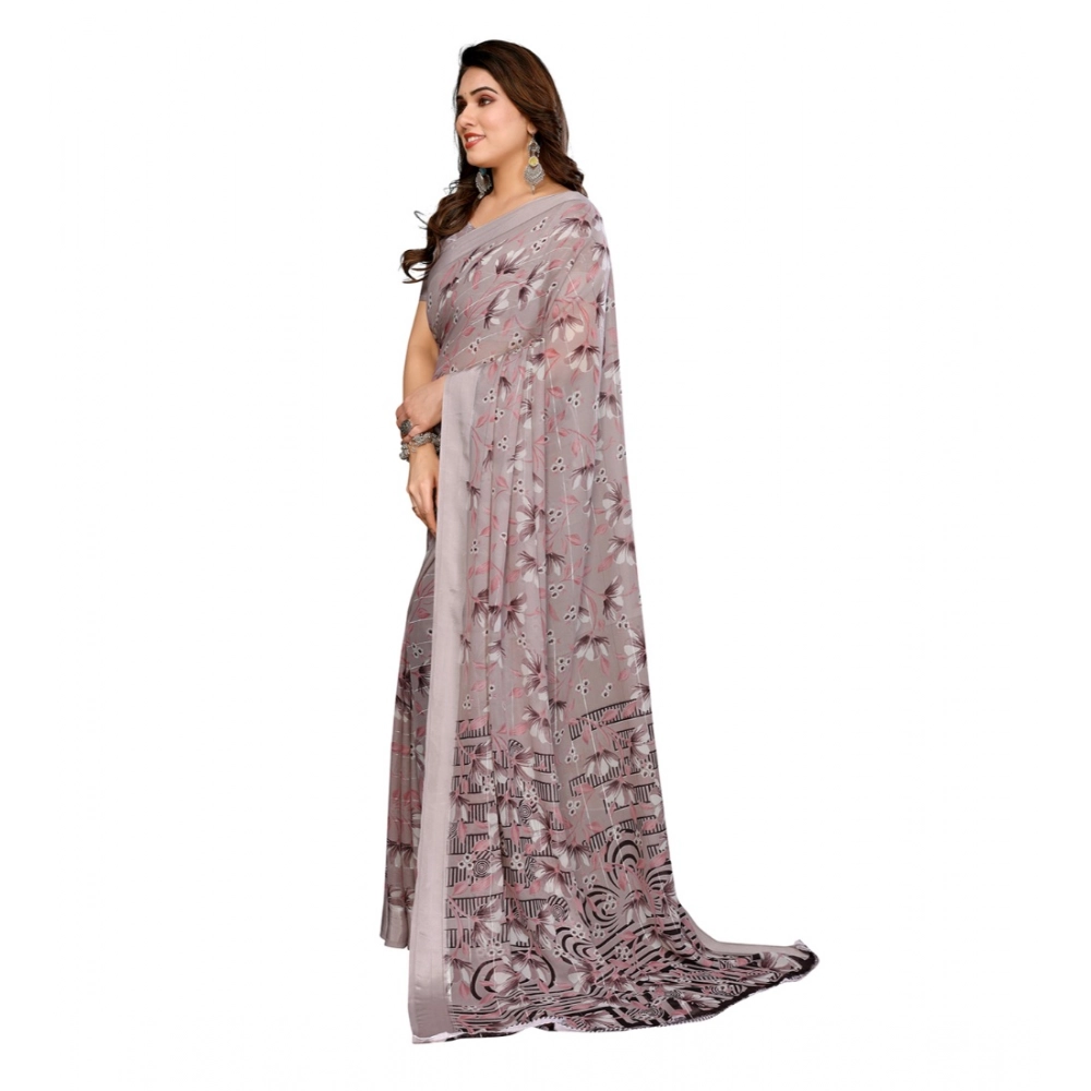 generic women's georgette printed saree with unstitched blouse 5.5mtr (grey) generic women's georgette printed saree with unstitched blouse 5.5mtr (grey)