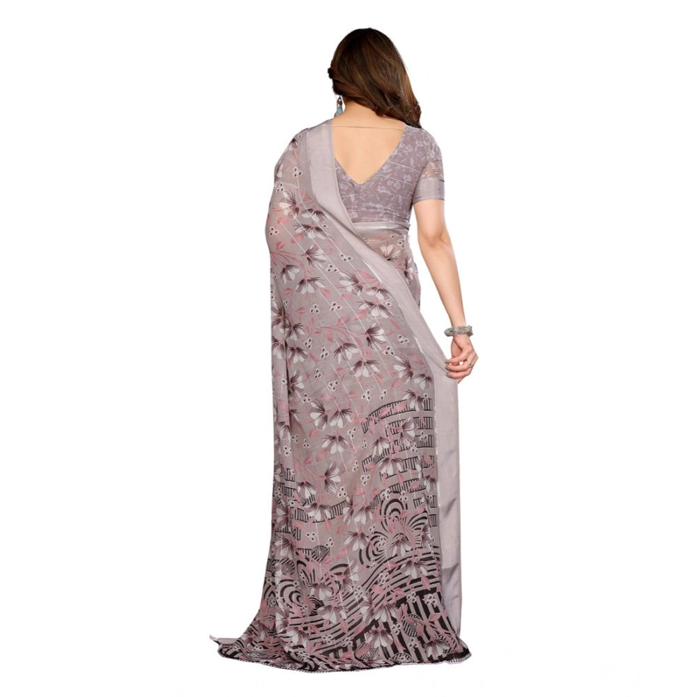 generic women's georgette printed saree with unstitched blouse 5.5mtr (grey) generic women's georgette printed saree with unstitched blouse 5.5mtr (grey)
