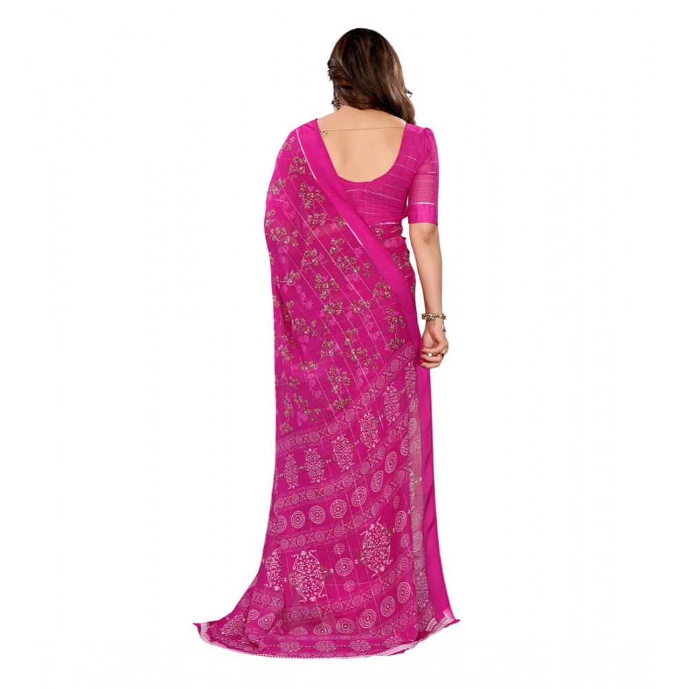 generic women's georgette printed saree with unstitched blouse 5.5mtr (pink) generic women's georgette printed saree with unstitched blouse 5.5mtr (pink)