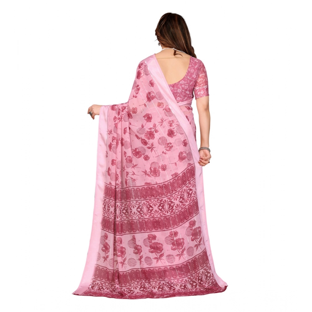 generic women's georgette printed saree with unstitched blouse 5.5mtr (pink) generic women's georgette printed saree with unstitched blouse 5.5mtr (pink)