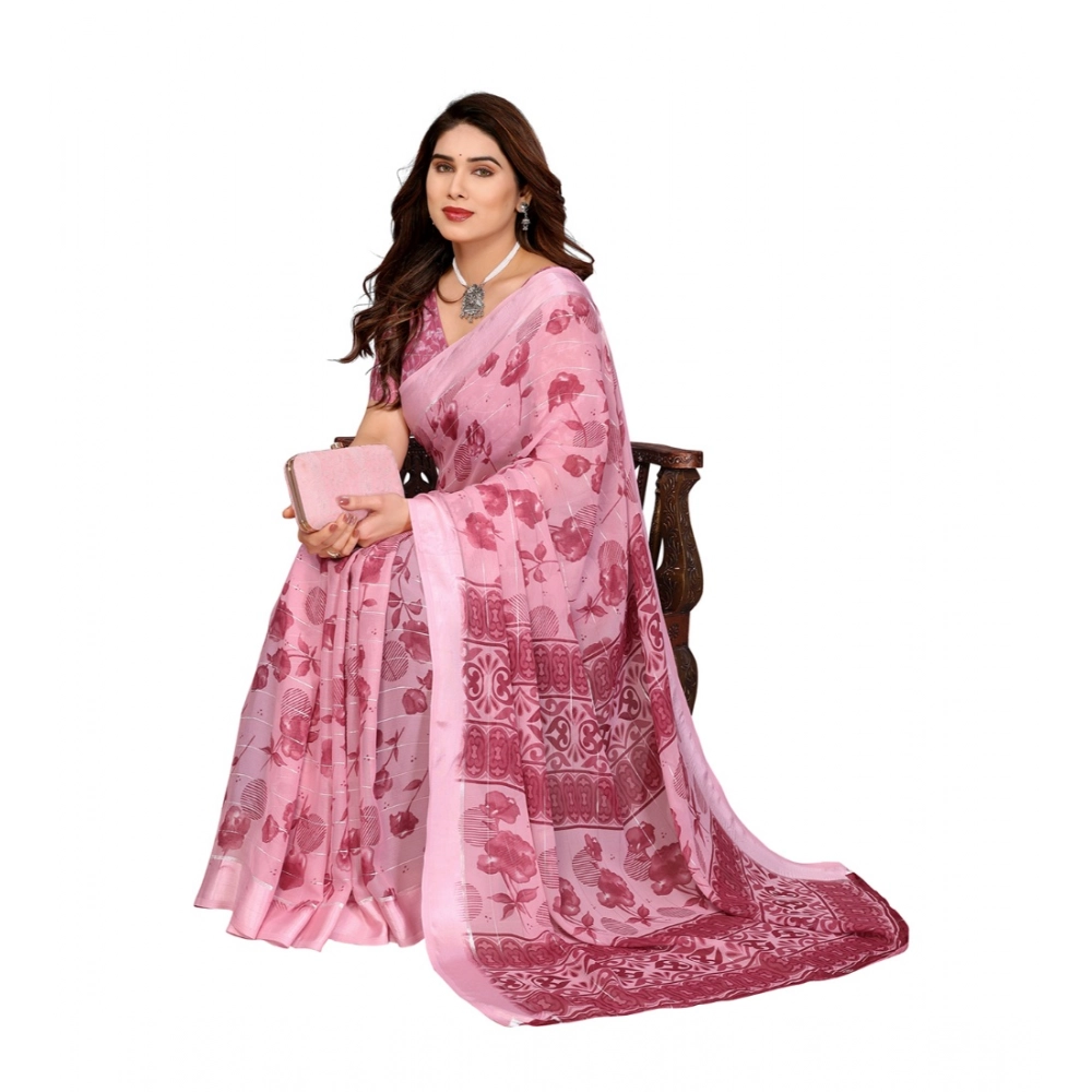 generic women's georgette printed saree with unstitched blouse 5.5mtr (pink) generic women's georgette printed saree with unstitched blouse 5.5mtr (pink)