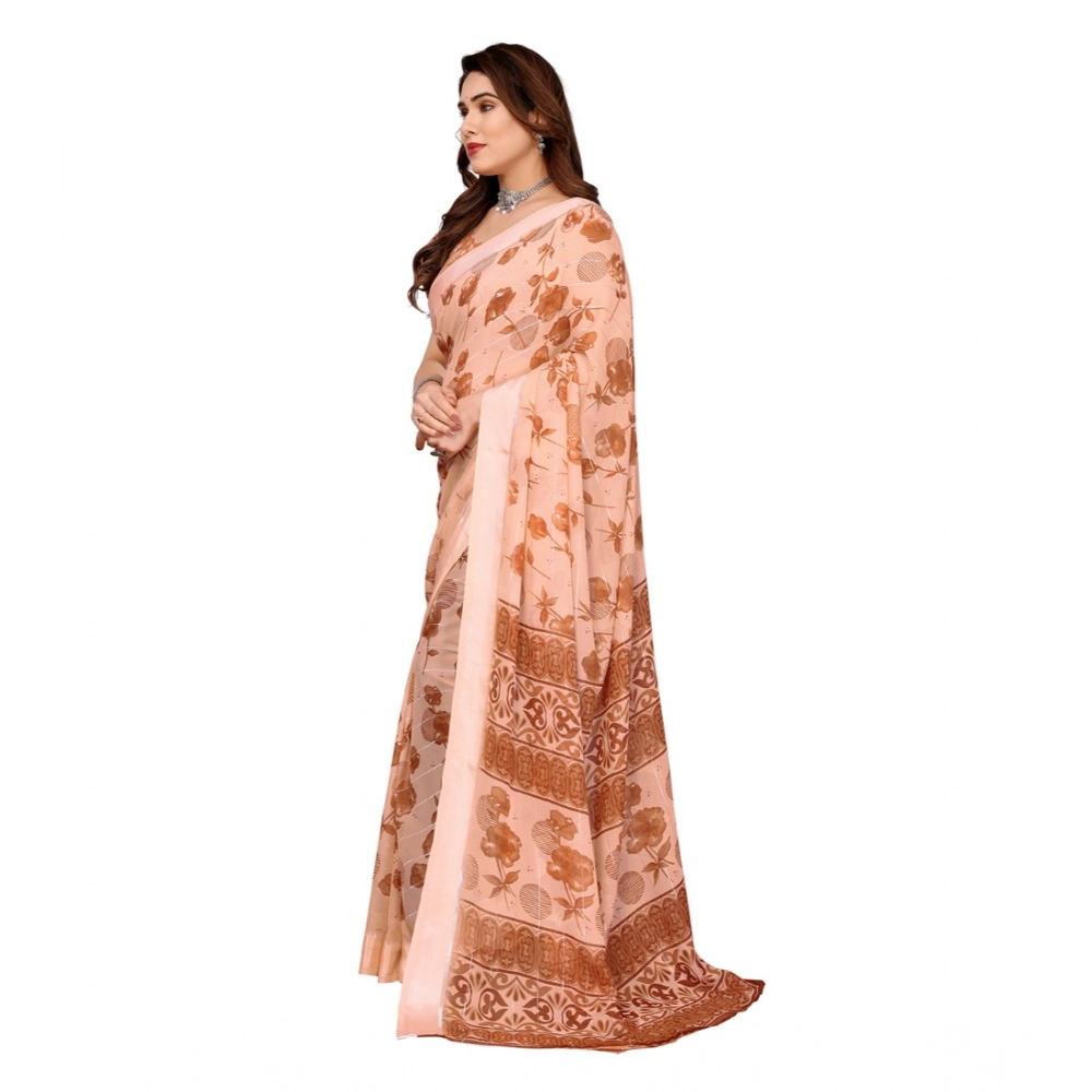 generic women's georgette printed saree with unstitched blouse 5.5mtr (brown) generic women's georgette printed saree with unstitched blouse 5.5mtr (brown)