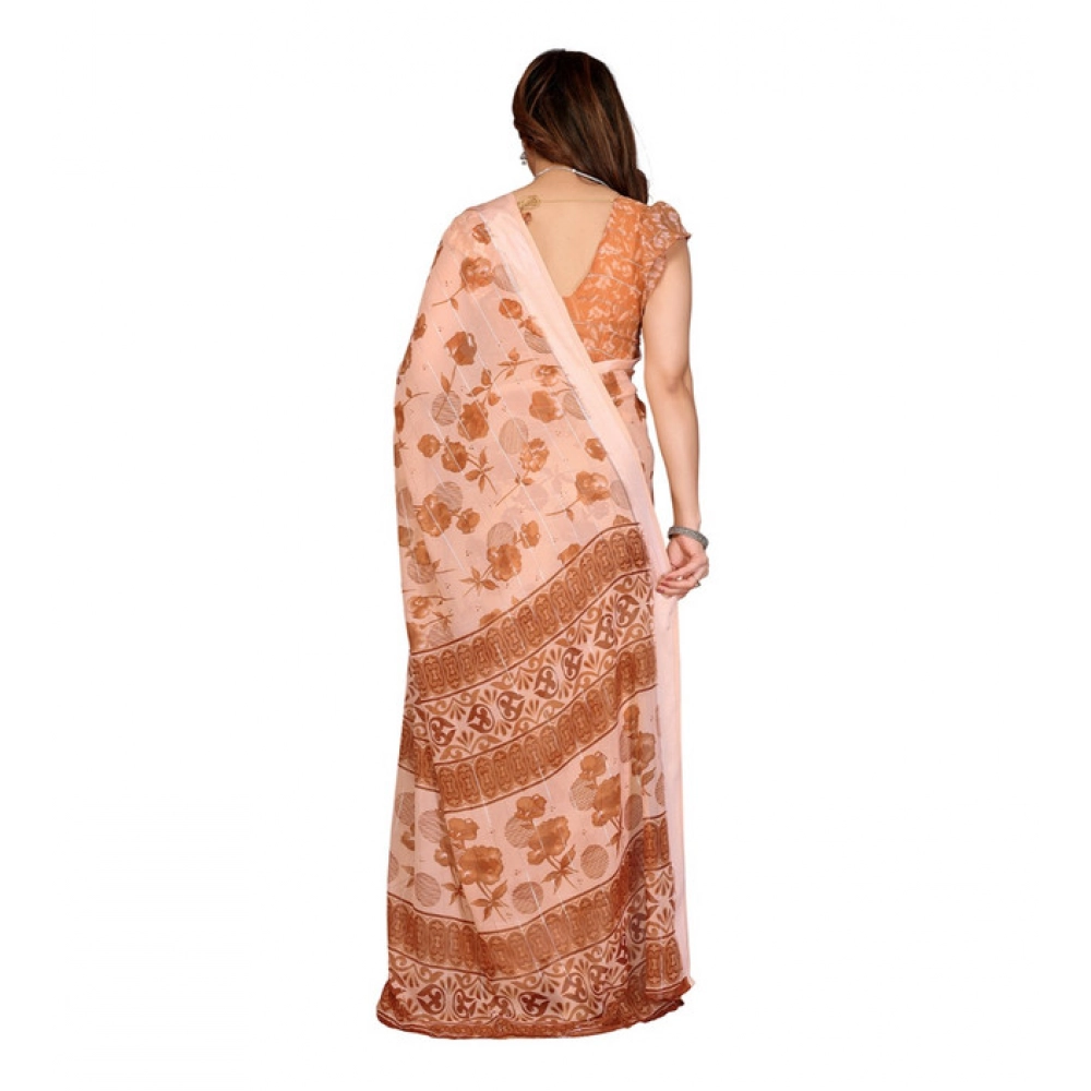 generic women's georgette printed saree with unstitched blouse 5.5mtr (brown) generic women's georgette printed saree with unstitched blouse 5.5mtr (brown)