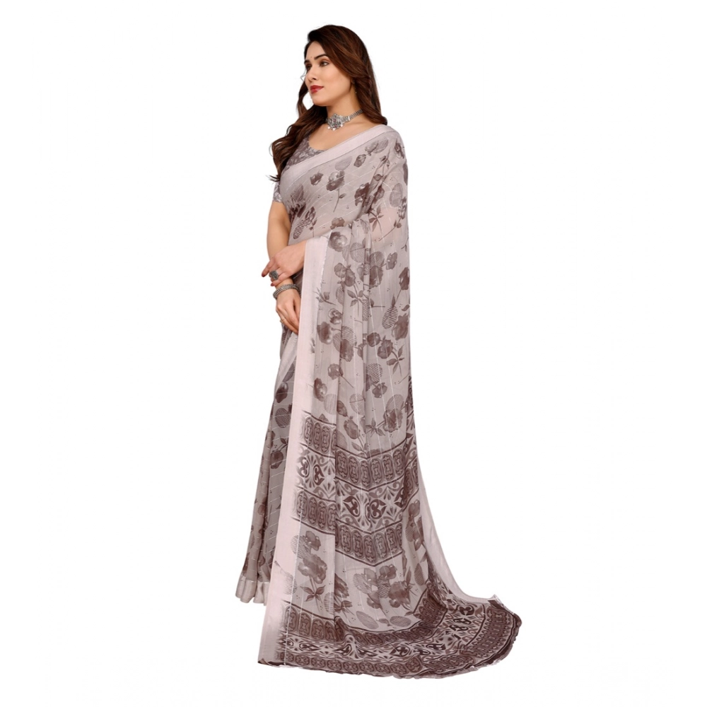 generic women's georgette printed saree with unstitched blouse 5.5mtr (grey) generic women's georgette printed saree with unstitched blouse 5.5mtr (grey)