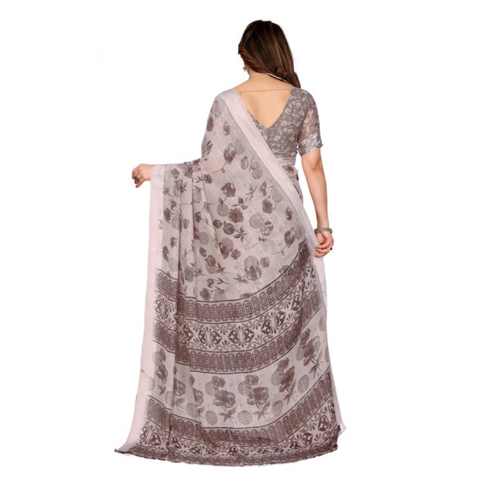 generic women's georgette printed saree with unstitched blouse 5.5mtr (grey) generic women's georgette printed saree with unstitched blouse 5.5mtr (grey)