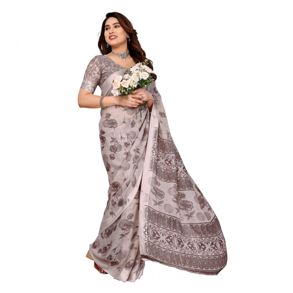 generic women's georgette printed saree with unstitched blouse 5.5mtr (grey) generic women's georgette printed saree with unstitched blouse 5.5mtr (grey)