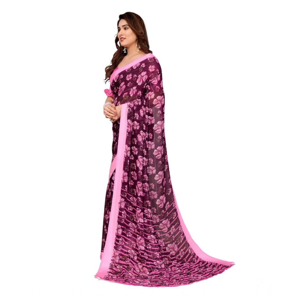 generic women's georgette printed saree with unstitched blouse 5.5mtr (pink) generic women's georgette printed saree with unstitched blouse 5.5mtr (pink)