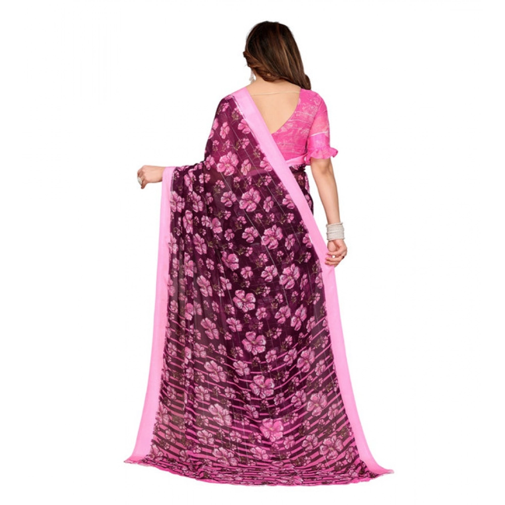 generic women's georgette printed saree with unstitched blouse 5.5mtr (pink) generic women's georgette printed saree with unstitched blouse 5.5mtr (pink)