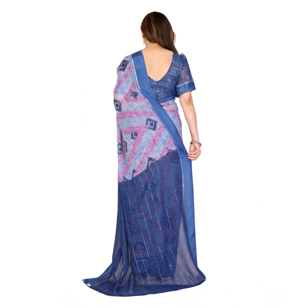 generic women's georgette printed saree with unstitched blouse 5.5mtr (blue) generic women's georgette printed saree with unstitched blouse 5.5mtr (blue)