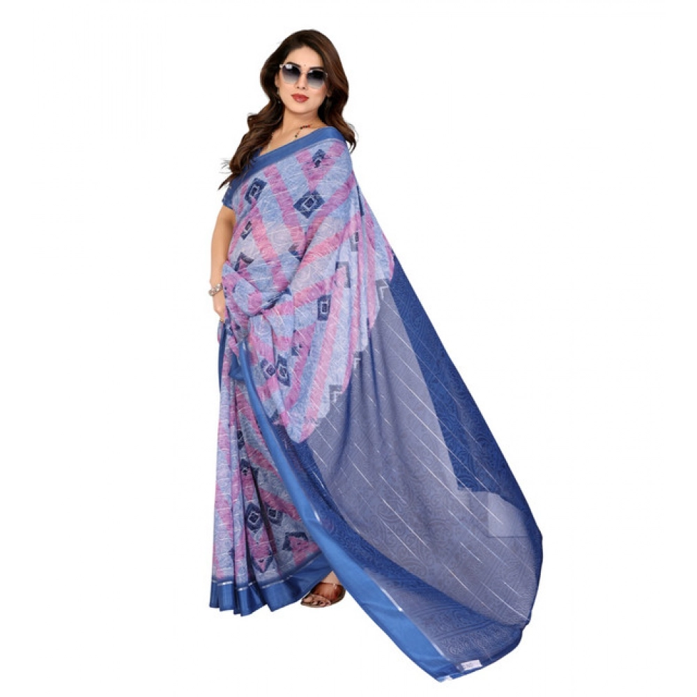 generic women's georgette printed saree with unstitched blouse 5.5mtr (blue) generic women's georgette printed saree with unstitched blouse 5.5mtr (blue)