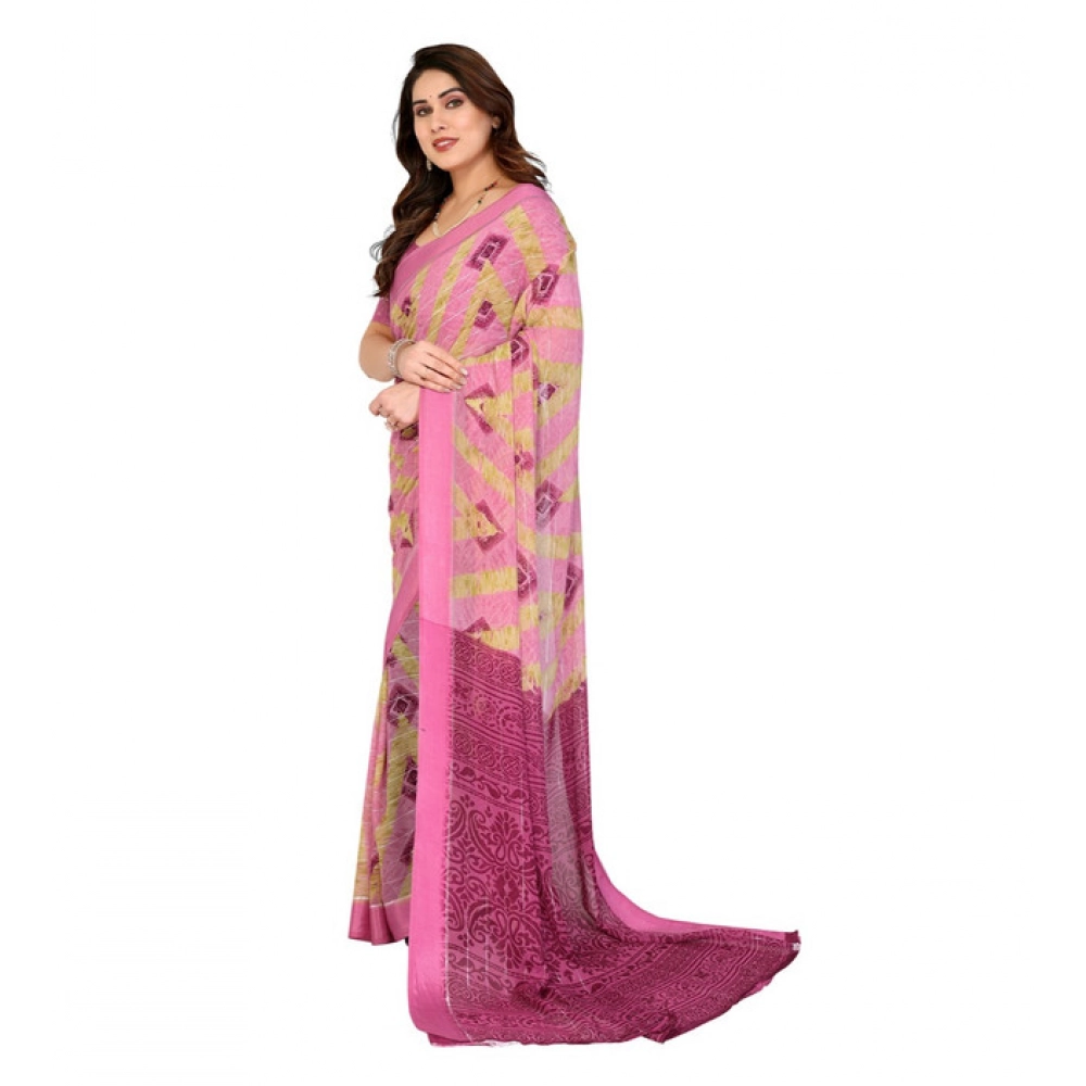 generic women's georgette printed saree with unstitched blouse 5.5mtr (pink) generic women's georgette printed saree with unstitched blouse 5.5mtr (pink)