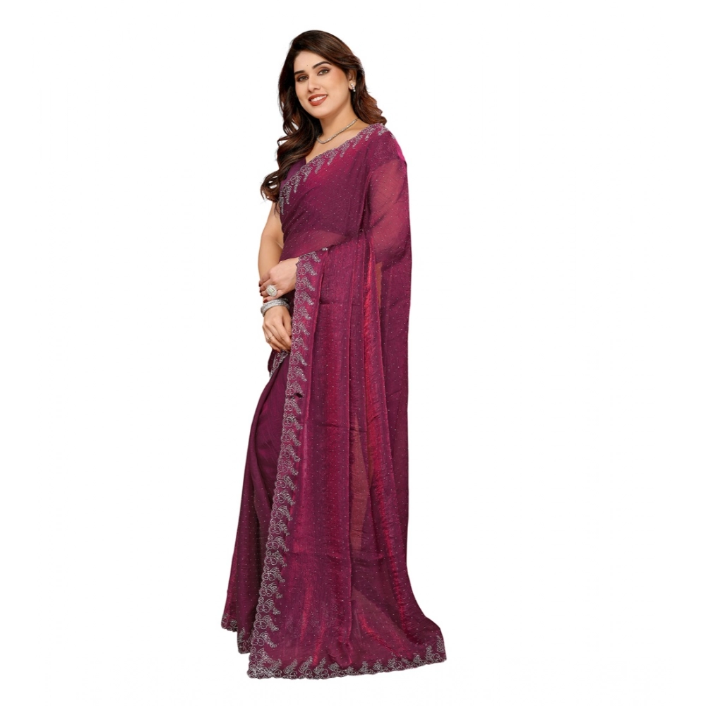 generic women's georgette printed saree with unstitched blouse 5.5mtr (purple) generic women's georgette printed saree with unstitched blouse 5.5mtr (purple)