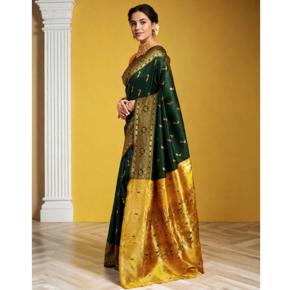 generic women's silk blend zari weaving saree with unstitched blouse 5.5mtr (green (5)) generic women's silk blend zari weaving saree with unstitched blouse 5.5mtr (green (5))